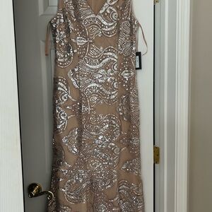 Gold and Silver Sequin Maxi Gown for Wedding Guests